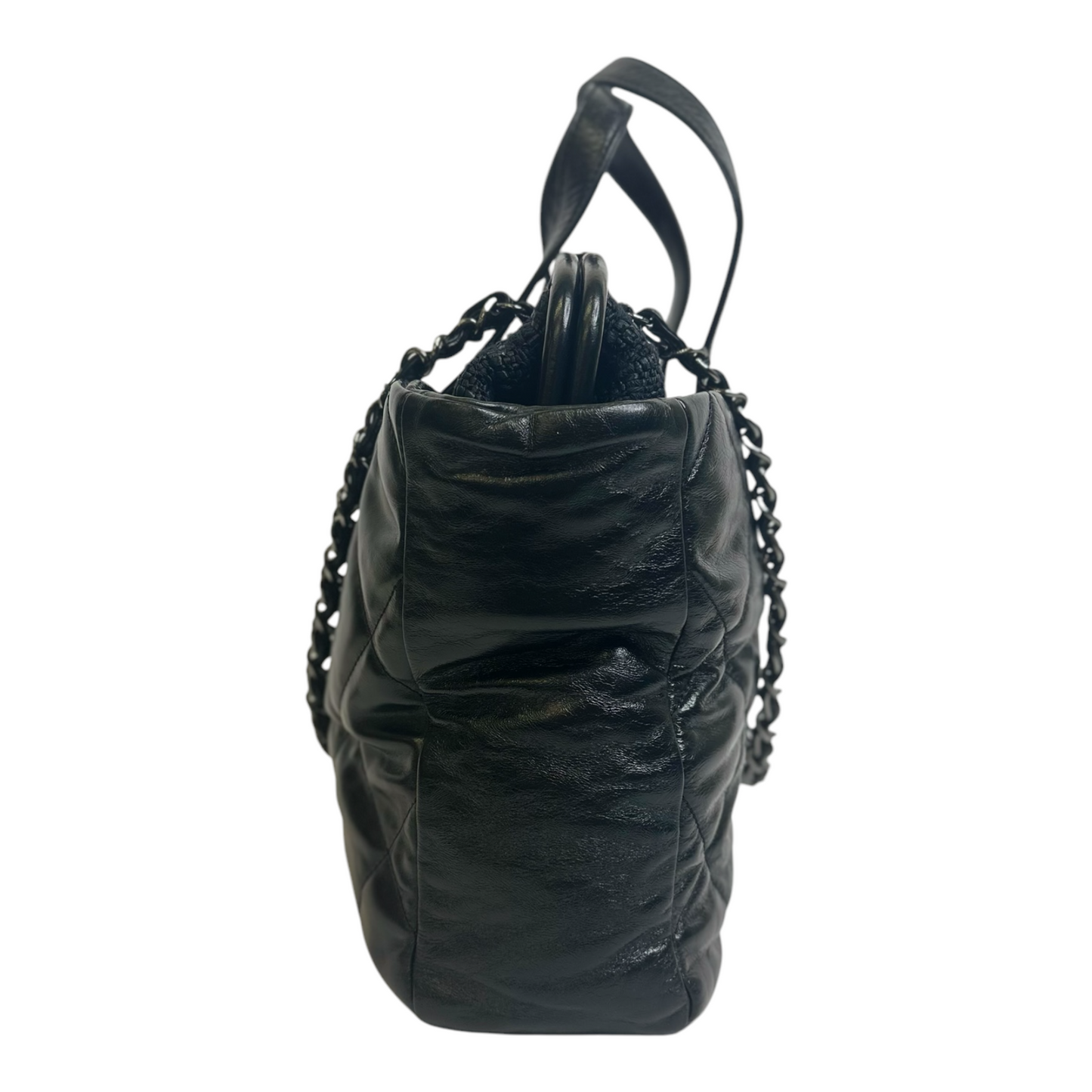 Chanel Portobello Quilted Glazed Calfskin Leather And Tweed Frame Shoulder Bag