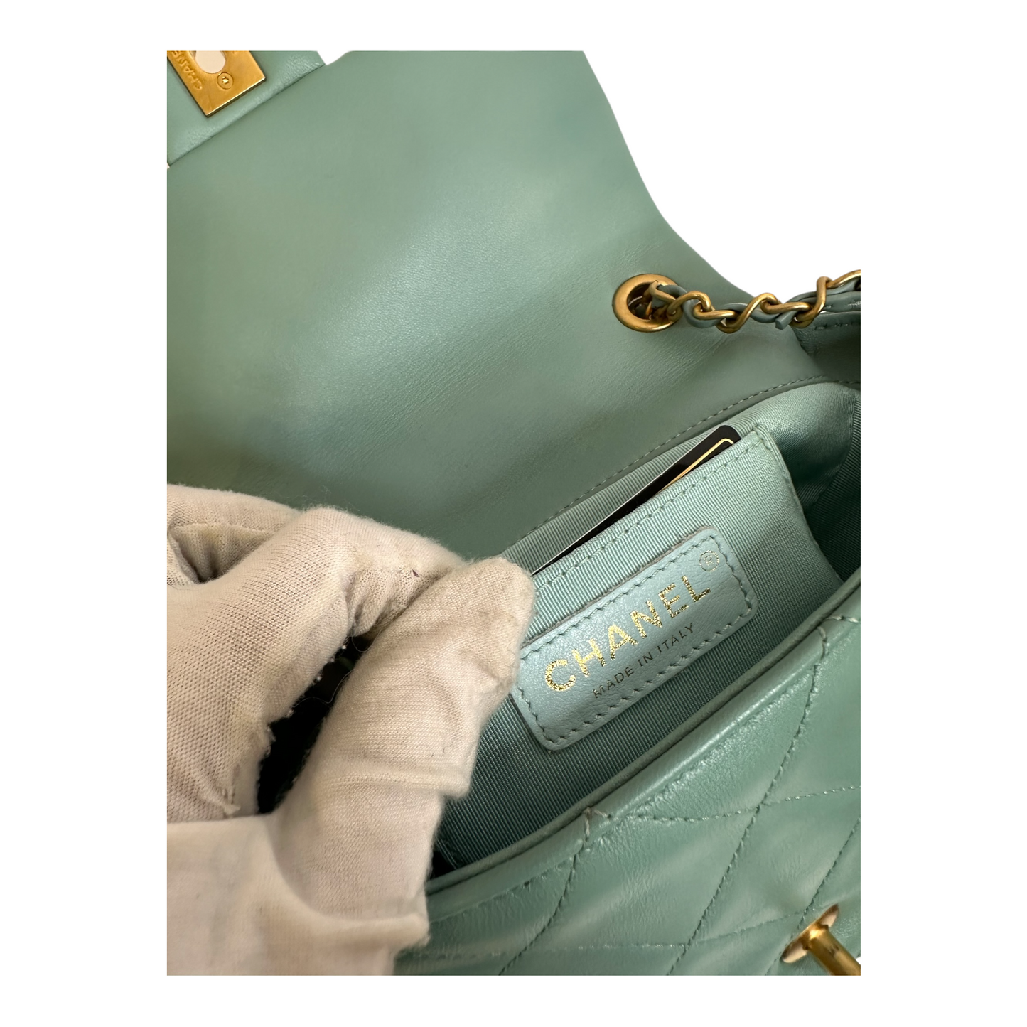 Chanel Lambskin Quilted Small Circular Handle Bag