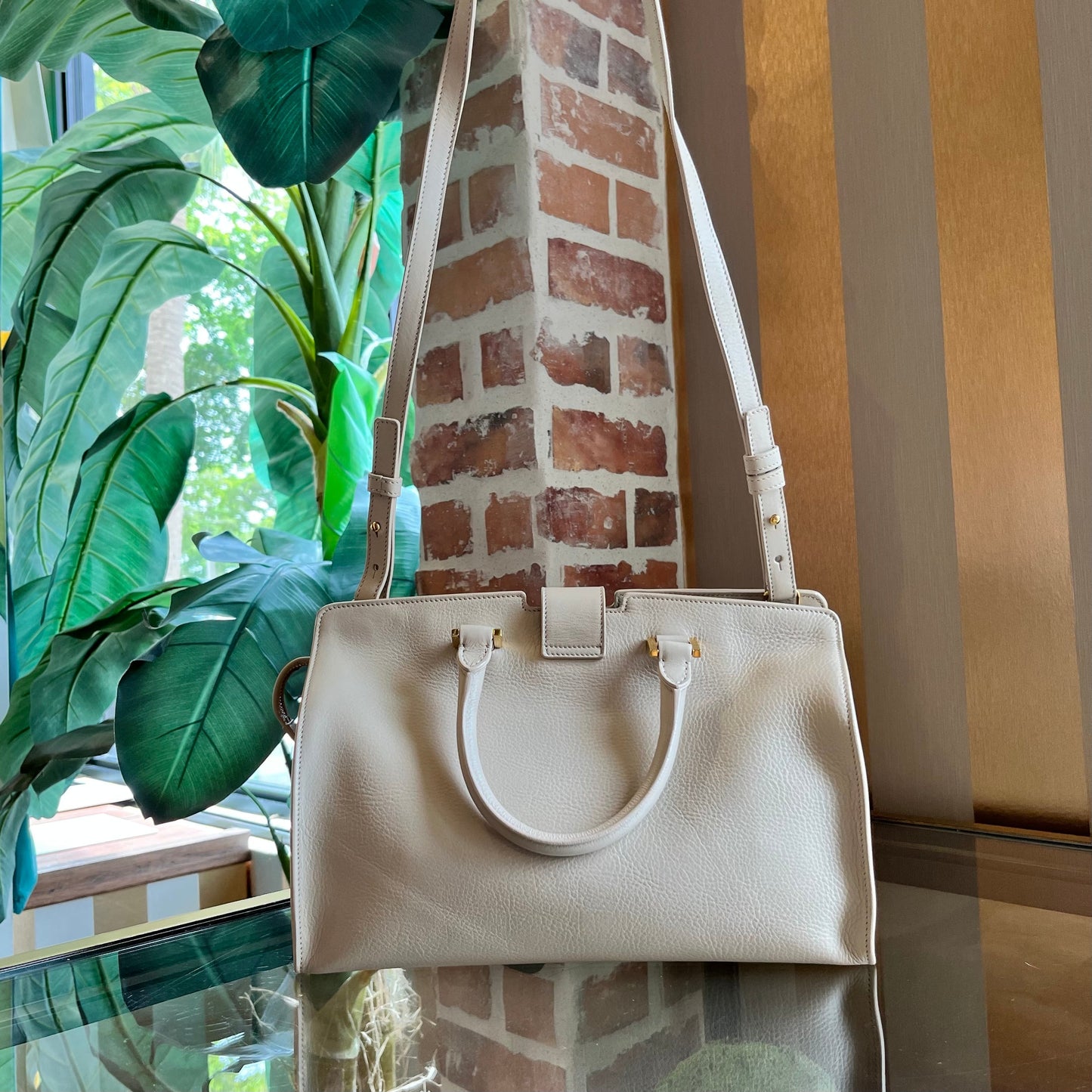 SAINT LAURENT Classic Y Cabas Small Calfskin Satchel Bag