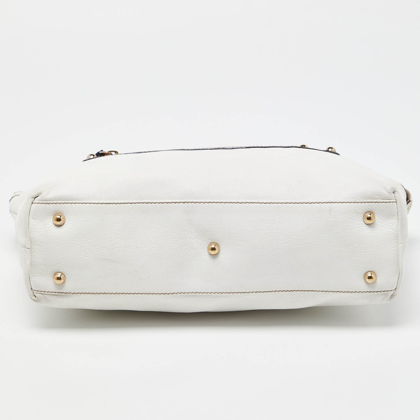 GucciLeather Front Zip Chain Tote