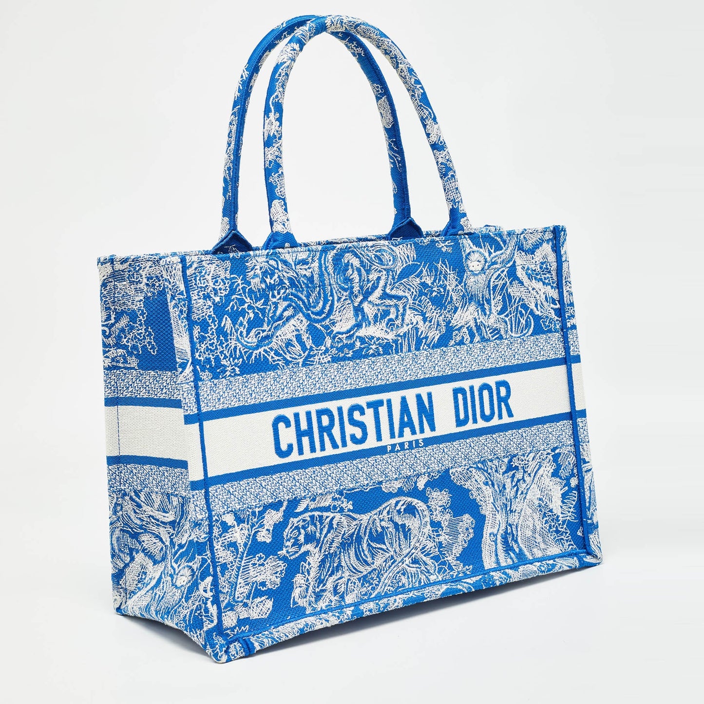 Dior  Embroidered Canvas Medium Toile De Jouy Book Tote