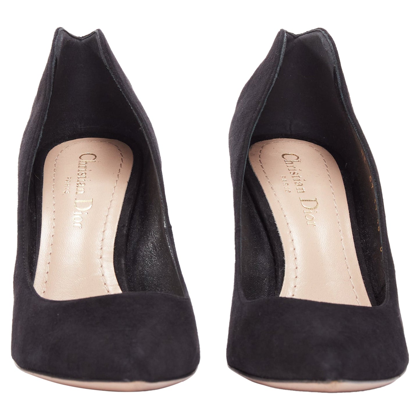 Dior Dioramour Leather Heart Suede Curved Heeled Pumps