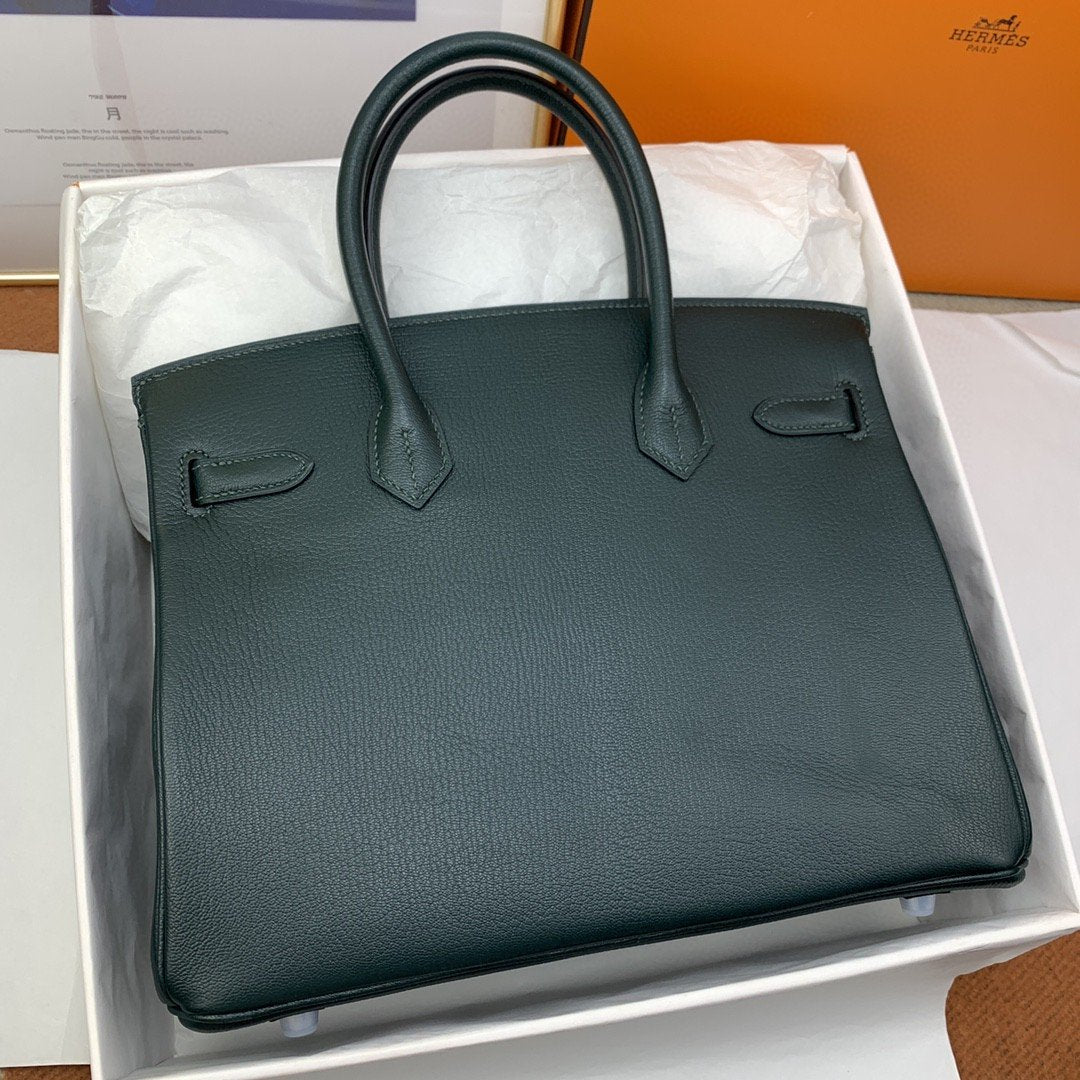 GLAMI Birkin Nata Swift Dark Blue For Women Silver Toned Hardware 11.8in/30cm