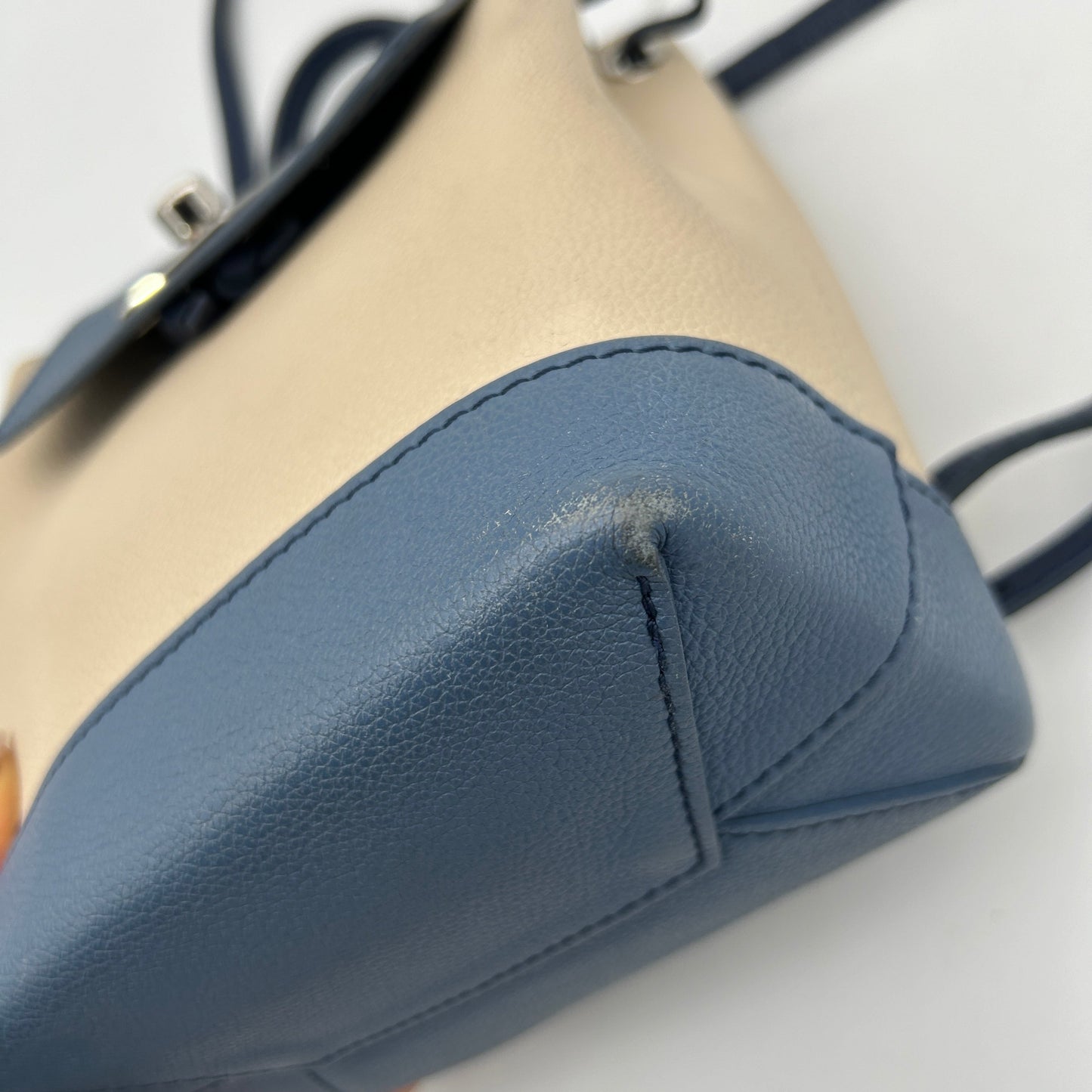 Louis Vuitton Mini Lockme Calfskin Leather Backpack Blue Ivory