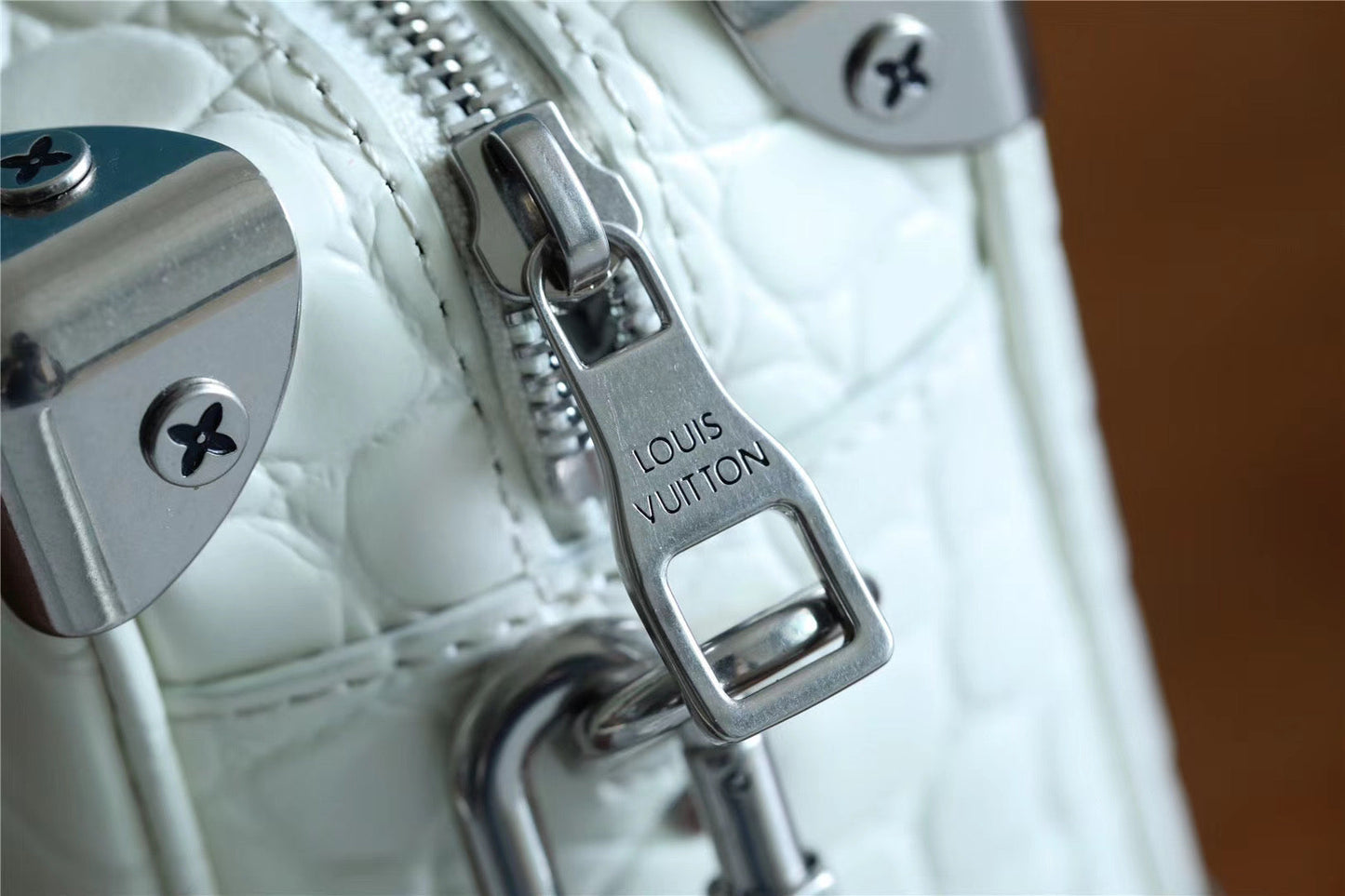 LV Mini Soft Trunk CrocoGLAMIlian White For Men, Bags, Shoulder And Crossbody Bags 7.2in/18.5cm LV N98495