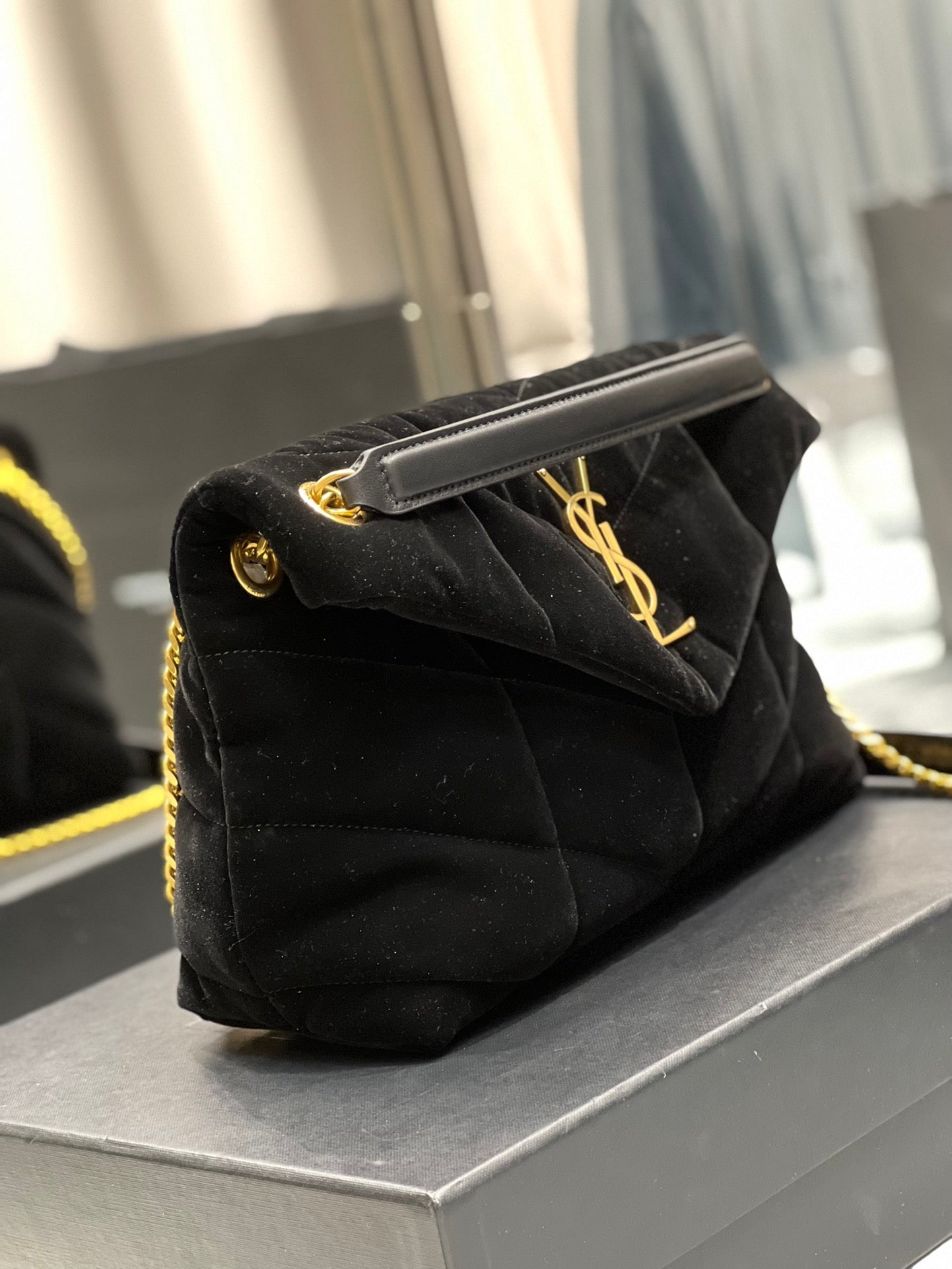 GLAMI Puffer Small Chain Bag Black For Women, Women’s Bags 11.4in/29cm YSLÃ¢â‚¬Å½