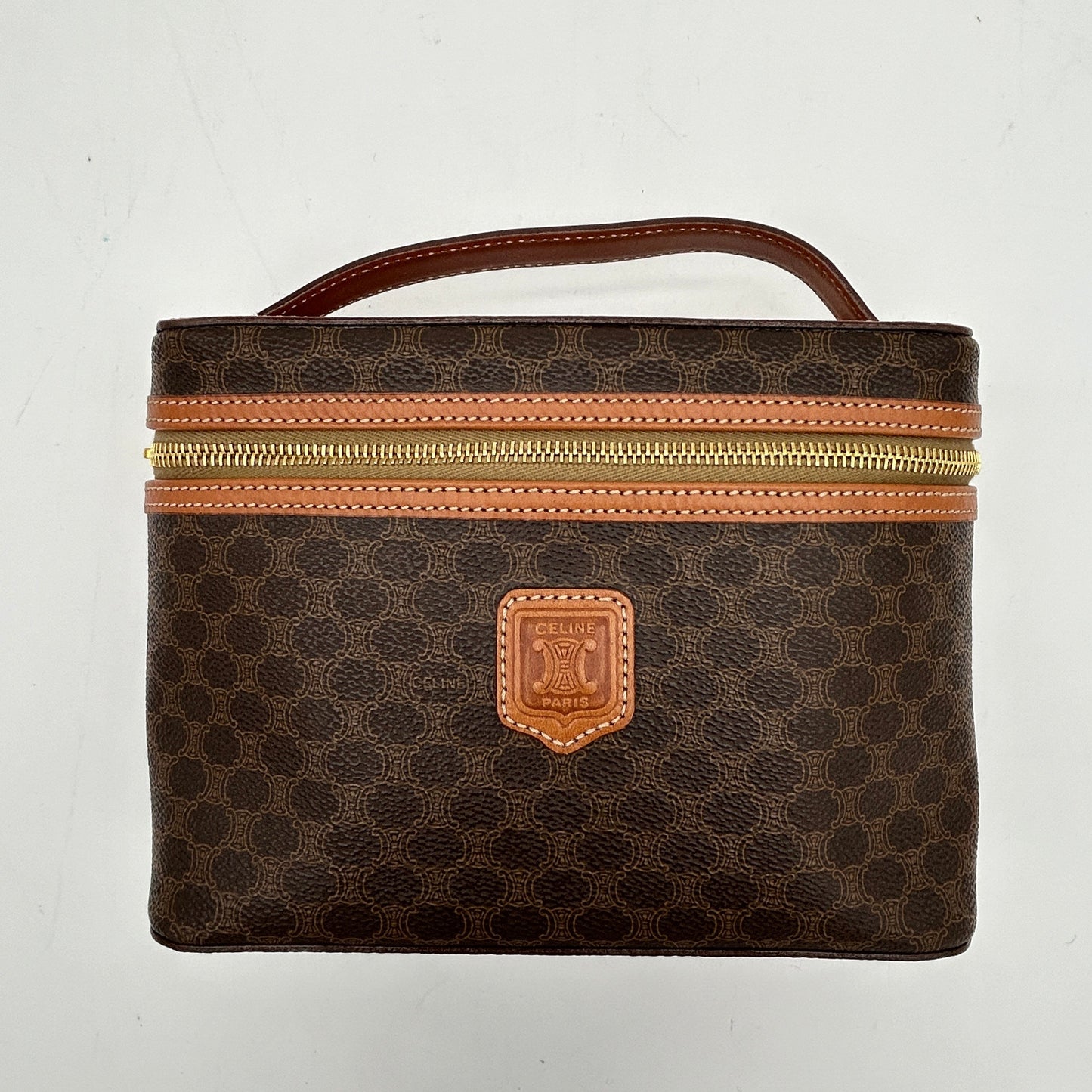 Celine Brown Macadam PVC Leather Handbag