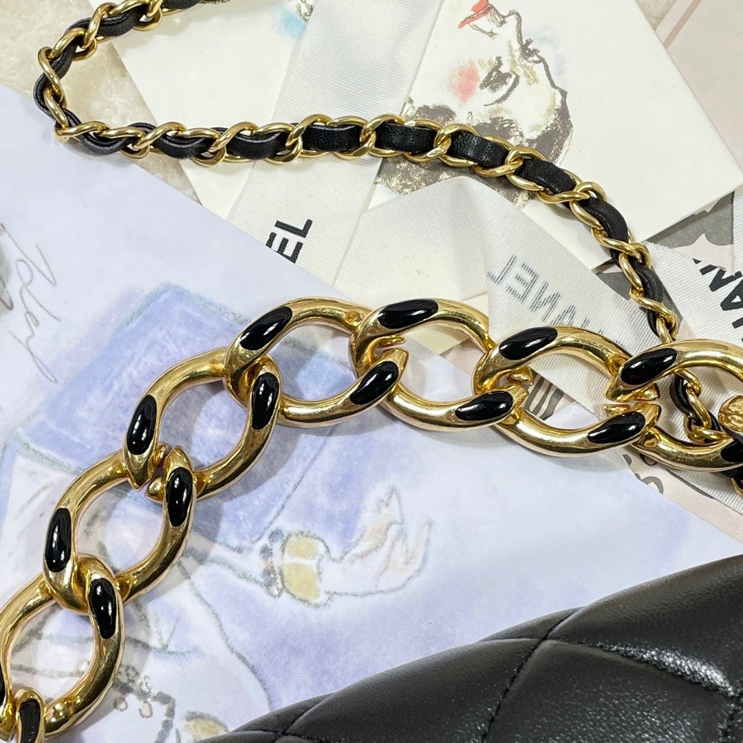 CHLLarge GlamIap Bag Gold Hardware Black For Women Handbags, Shoulder Bags 9.1in/23cm AS3367