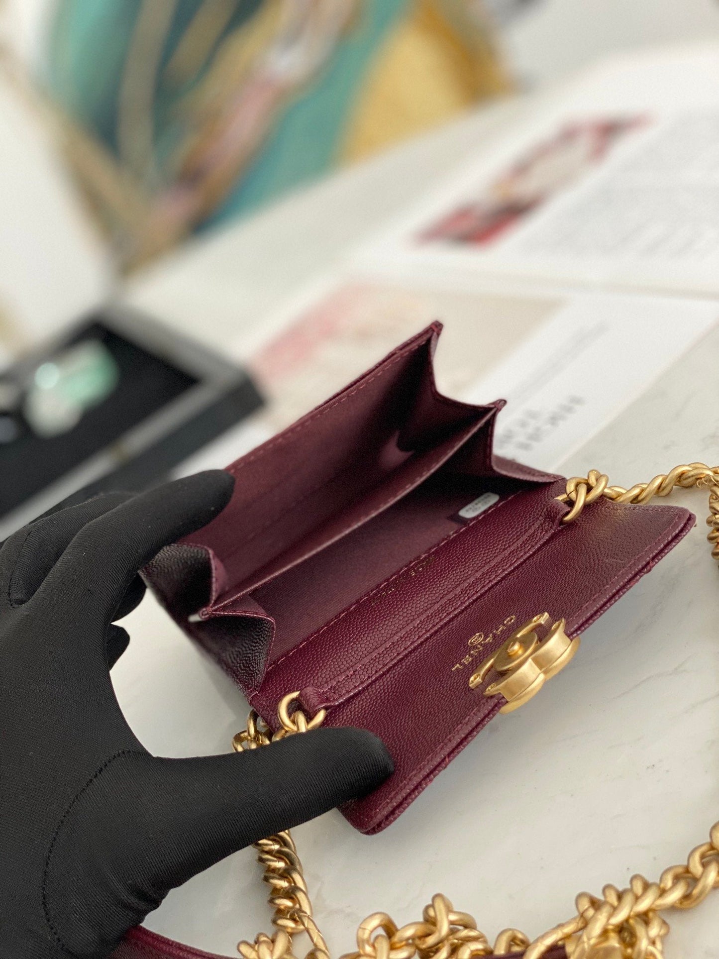CHLMini Flap Bag Gold Toned Hardware Red For Women 4.7in/12cm
