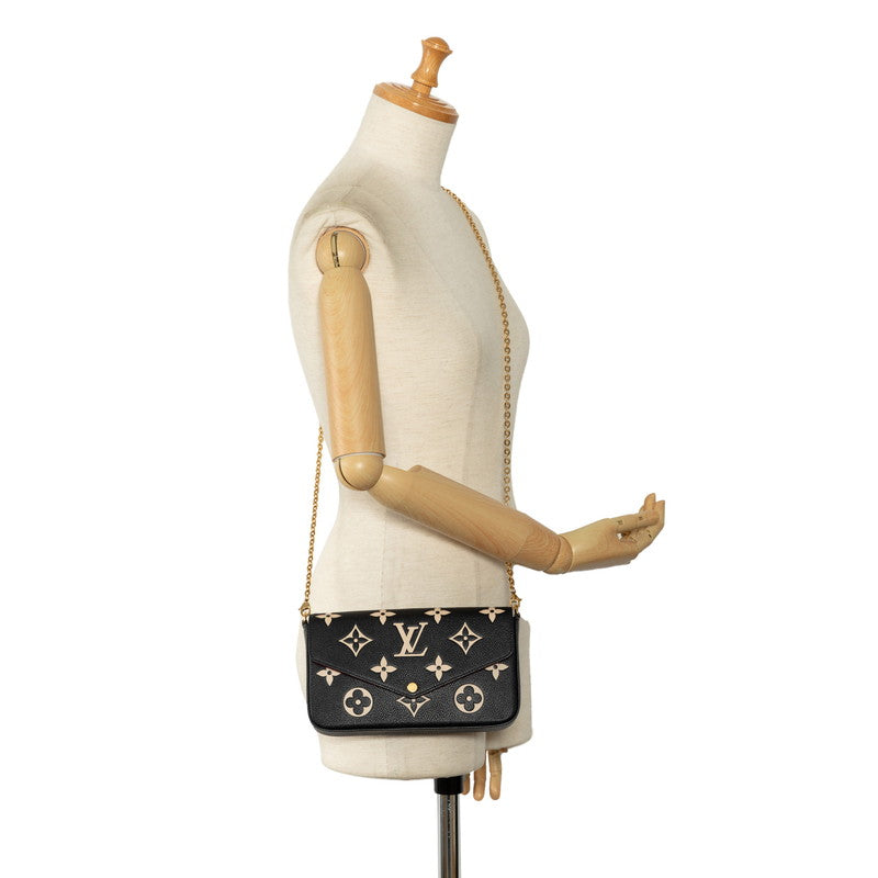 Louis Vuitton Monogram Implant Bi-Color Pochette Felice Chain S Wallet M82479 Black Beige  Leather  Louis Vuitton