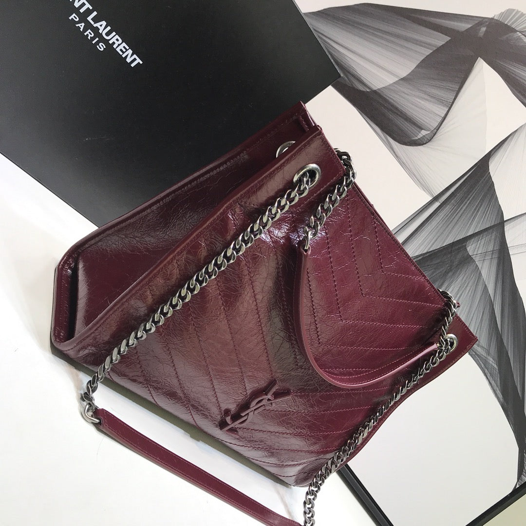 GLAMI Niki MeGLAMIum Shopping Bag Burgundy For Women 12.6in/32cm YSLÃ‚Â 