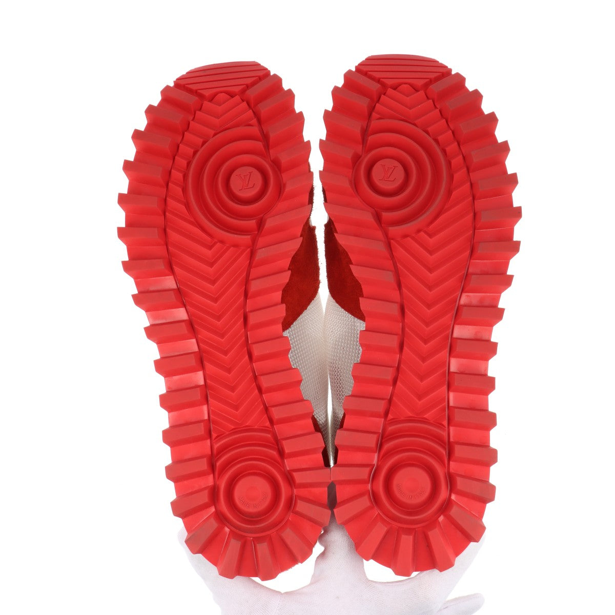 Louis Vuitton LV Runner Line 18 Years Mesh x Swed Trainers UK11 Men Red x White GO1108 LV Logo Code Stopper