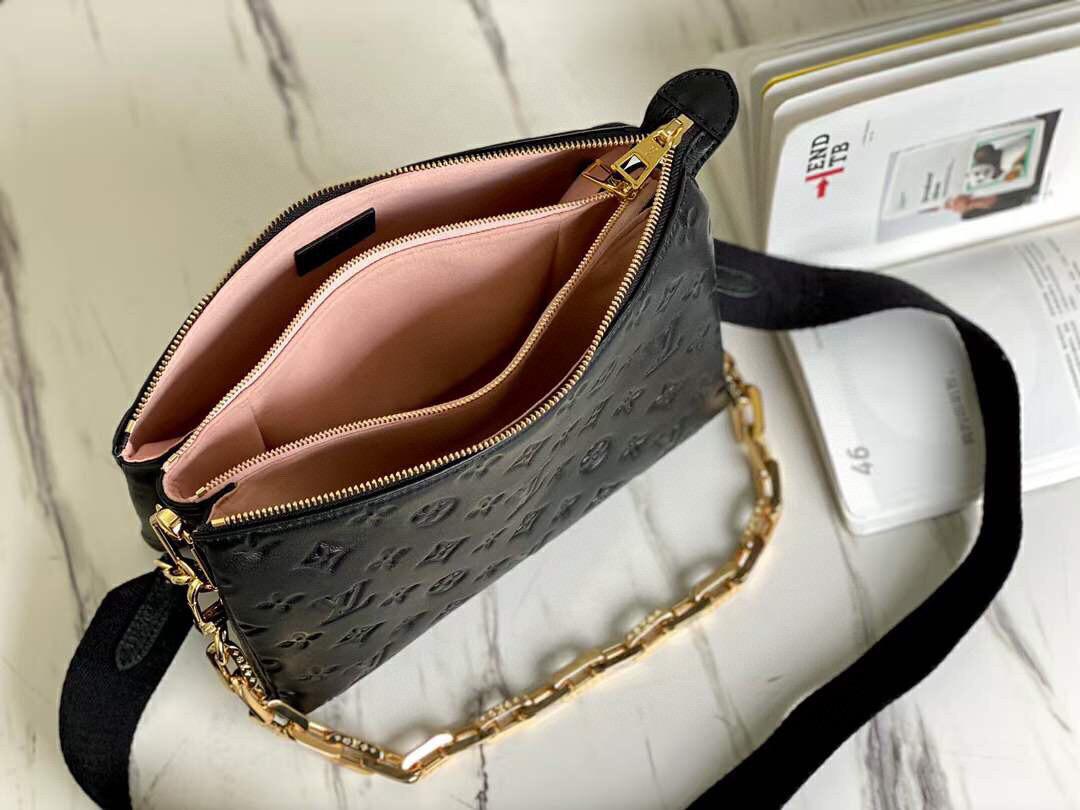 LV Coussin PM Monogram Embossed Puffy Black For Women, WomenÃ¢â‚¬â„¢s Handbags, Shoulder And Crossbody Bags 10.2in/26cm LV M57790