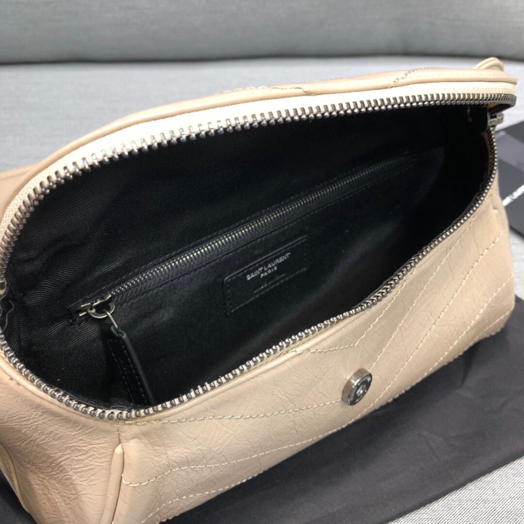GLAMI Niki MeGLAMIum Crinkled Shoulder Bag Beige For Women 11in/28cm YSL