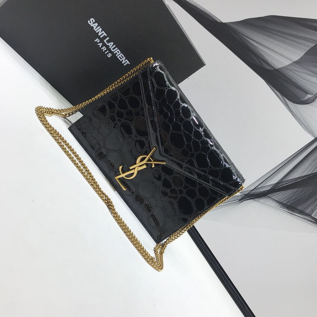 GLAMI Cassandra Small Crossbody Bag With Stone Print Black For Women 7.4in/19cm YSL