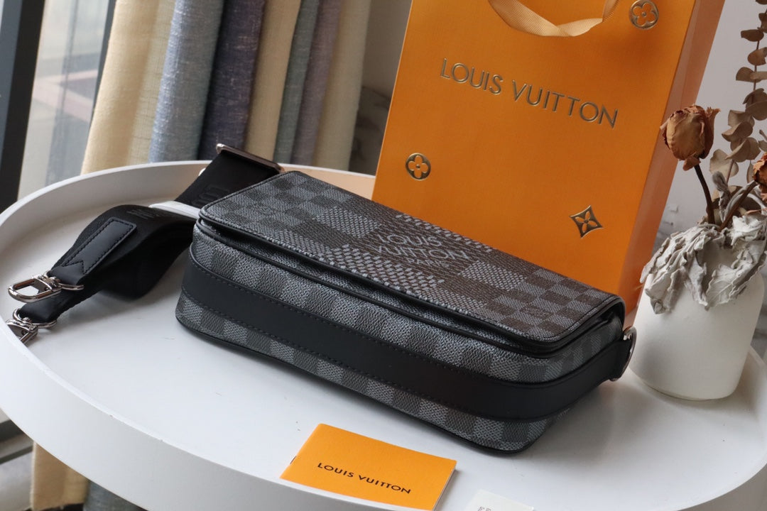 LV StuGLAMIo Messenger Damier Graphite Gray For Men, Bags, Shoulder And Crossbody Bags 9.3in/25.3cm LV N50013