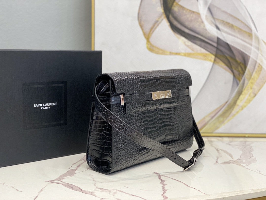 GLAMI Manhattan Shoulder Bag In-Shiny Black For Women 11.4in/29cm YSL 579271DND0J1000