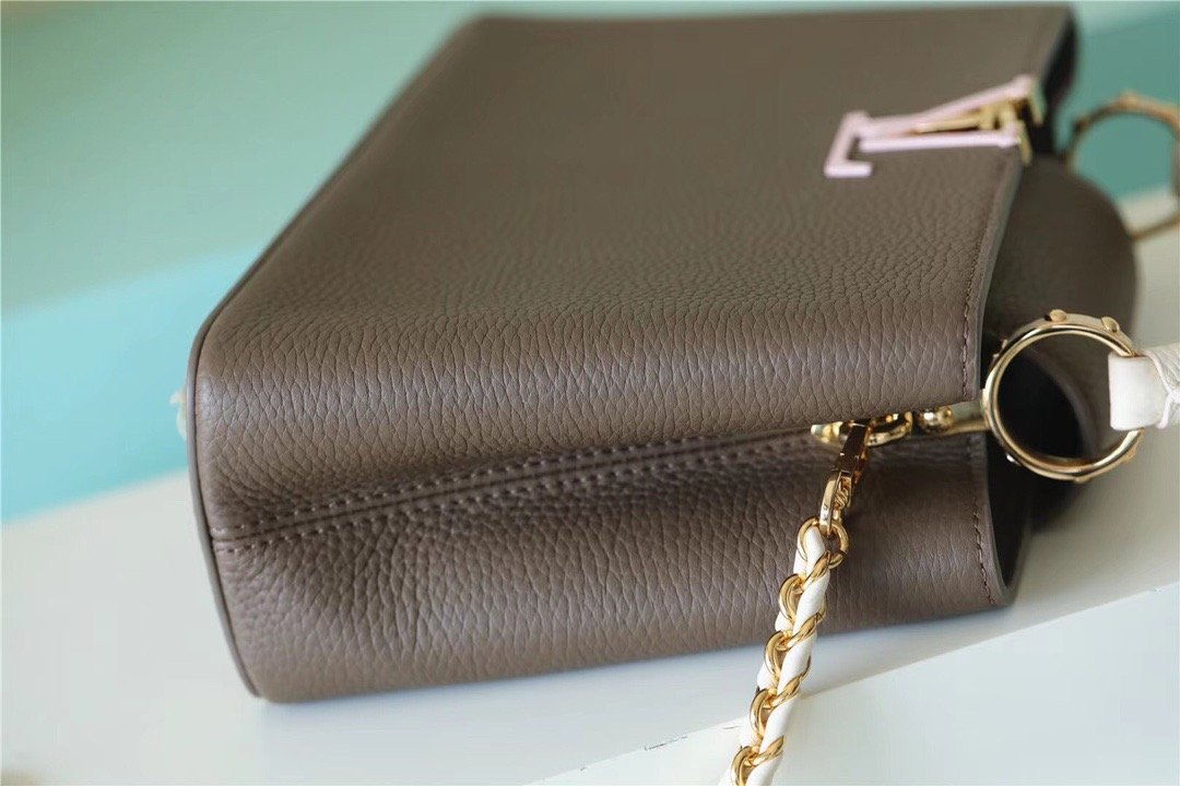 LV Capucines GLAMI Taurillon Smokey Brown Green/ Creme/ Pink For Women,  Shoulder And Crossbody Bags 27cm/10.6in LV M59516
