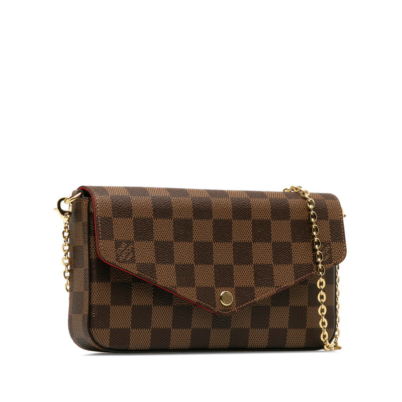 Louis Vuitton Damier Pochette N63032 Shoulder Bag Leather Brown
