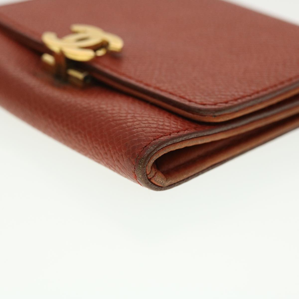 CHANEL Coin Purse Caviar Skin Red CC 40052