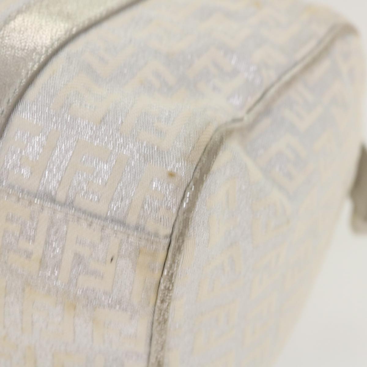 FENDI Zucchino Canvas Hand Bag Silver 40060