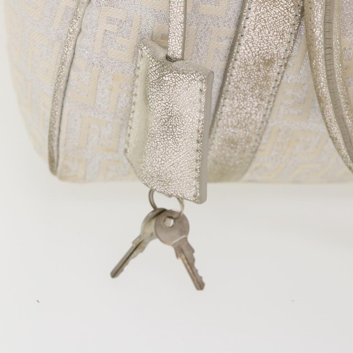 FENDI Zucchino Canvas Hand Bag Silver 40060