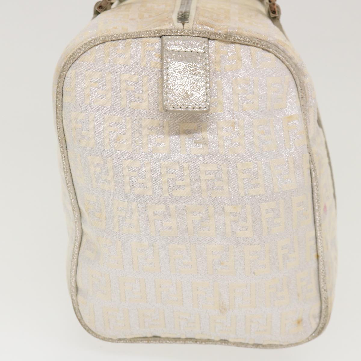 FENDI Zucchino Canvas Hand Bag Silver 40060