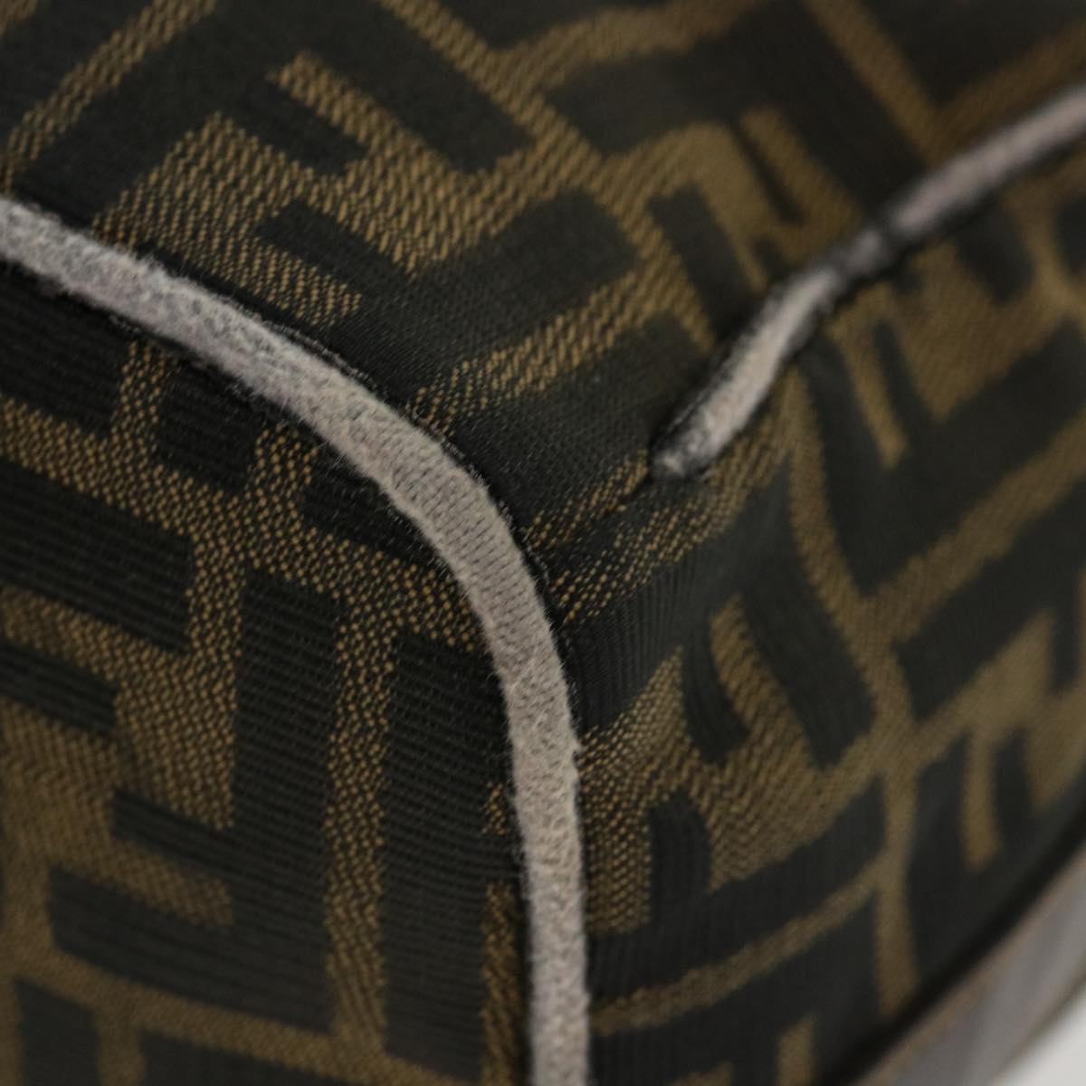 FENDI Zucca Canvas Hand Bag Nylon Brown Black 40062