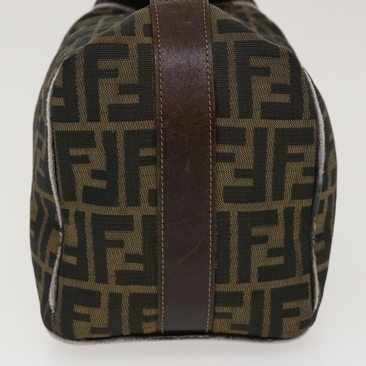 FENDI Zucca Canvas Hand Bag Nylon Brown Black 40062