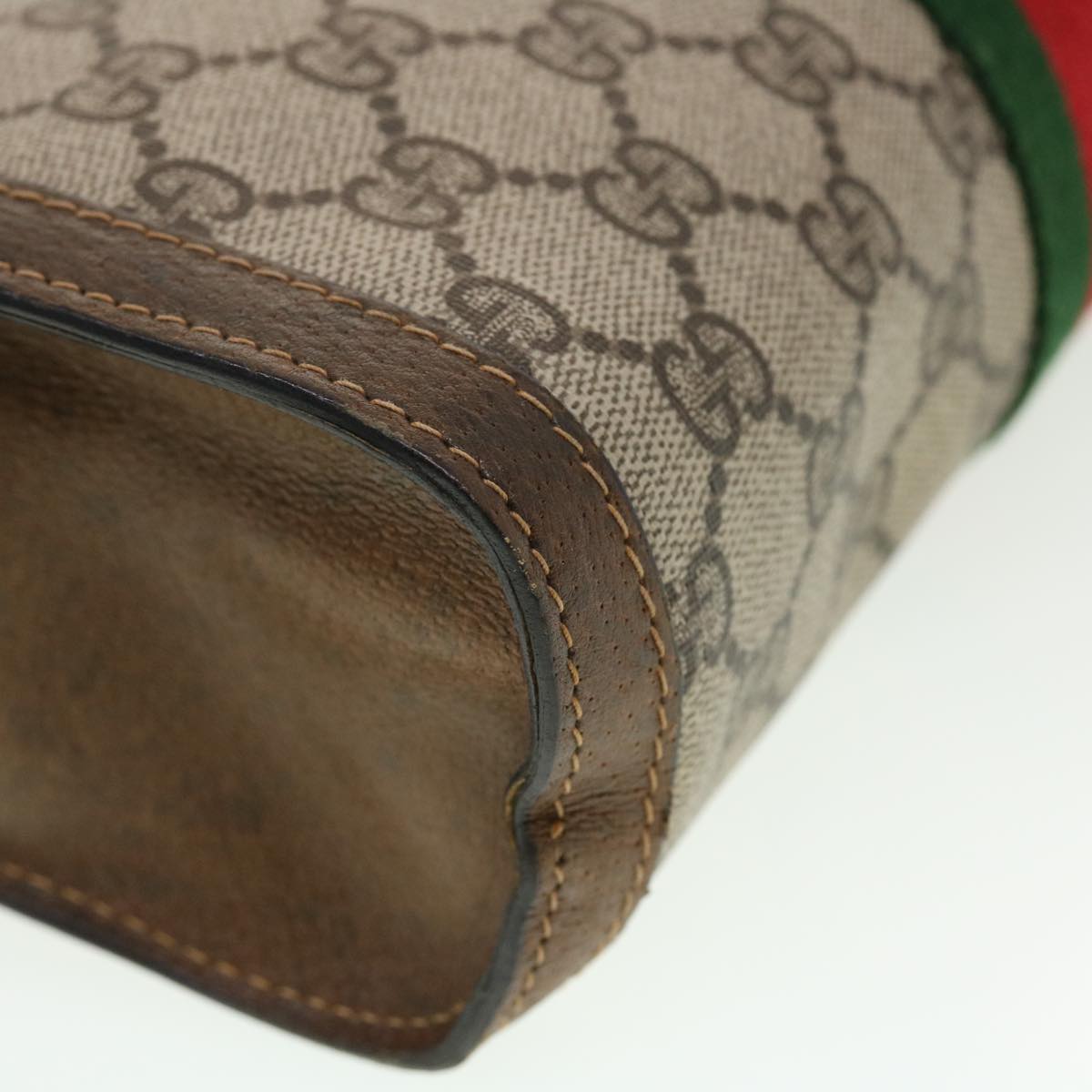 GUCCI GG Canvas Web Sherry Line Clutch Bag Beige Red 41014308725 40097
