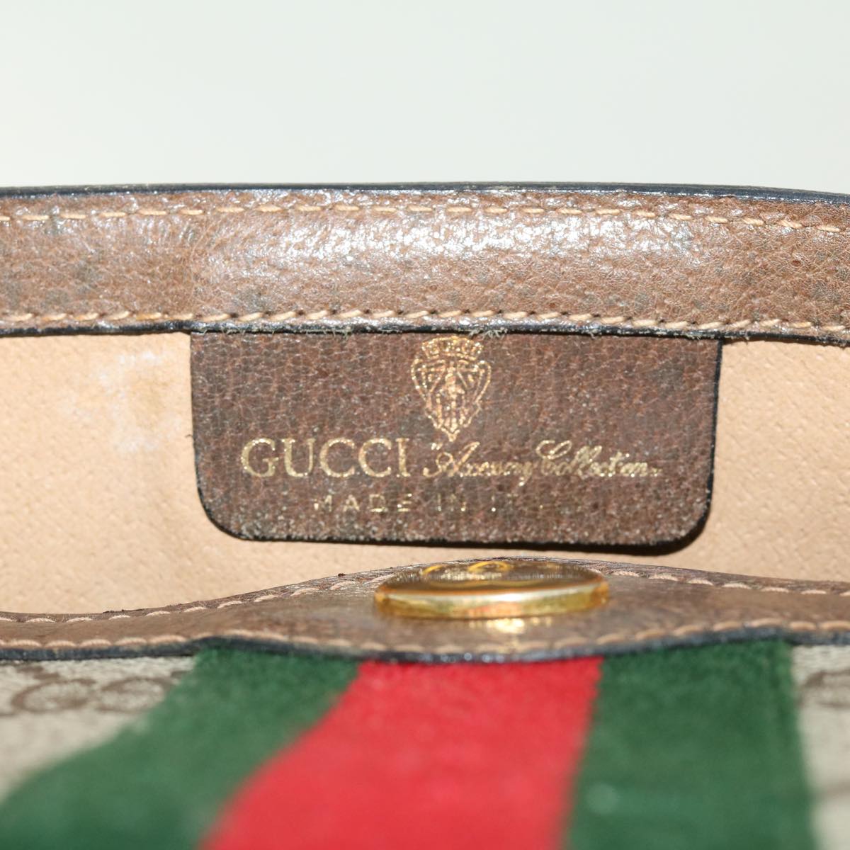 GUCCI GG Canvas Web Sherry Line Clutch Bag Beige Red 41014308725 40097