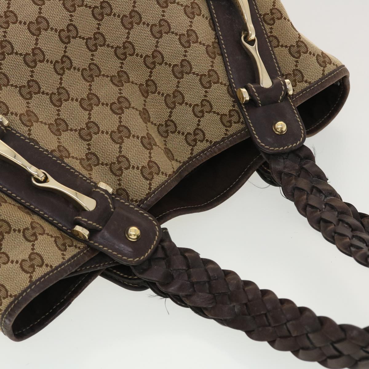 GUCCI GG Canvas Shoulder Bag Beige 162900 40110