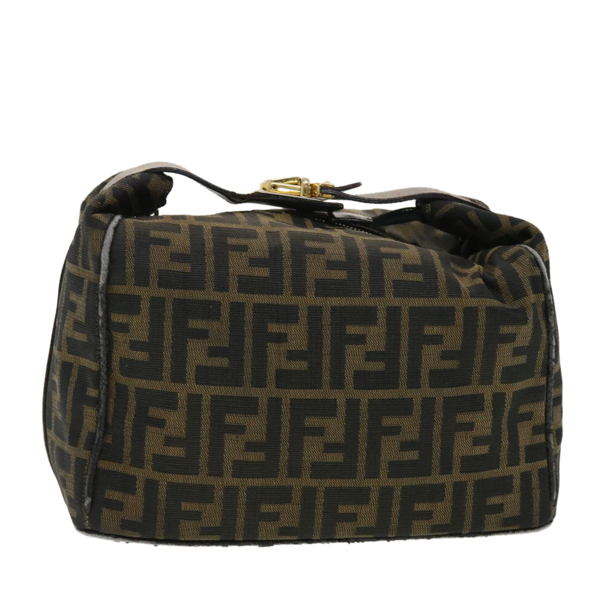 FENDI Vanity Zucca Canvas Cosmetic Pouch Black Brown 40323