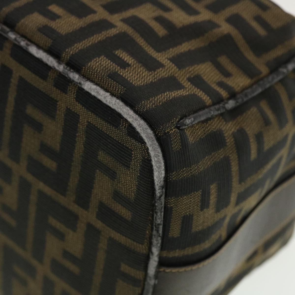 FENDI Vanity Zucca Canvas Cosmetic Pouch Black Brown 40323