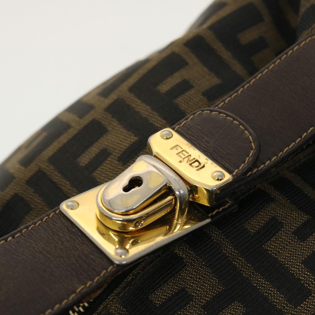FENDI Vanity Zucca Canvas Cosmetic Pouch Black Brown 40323