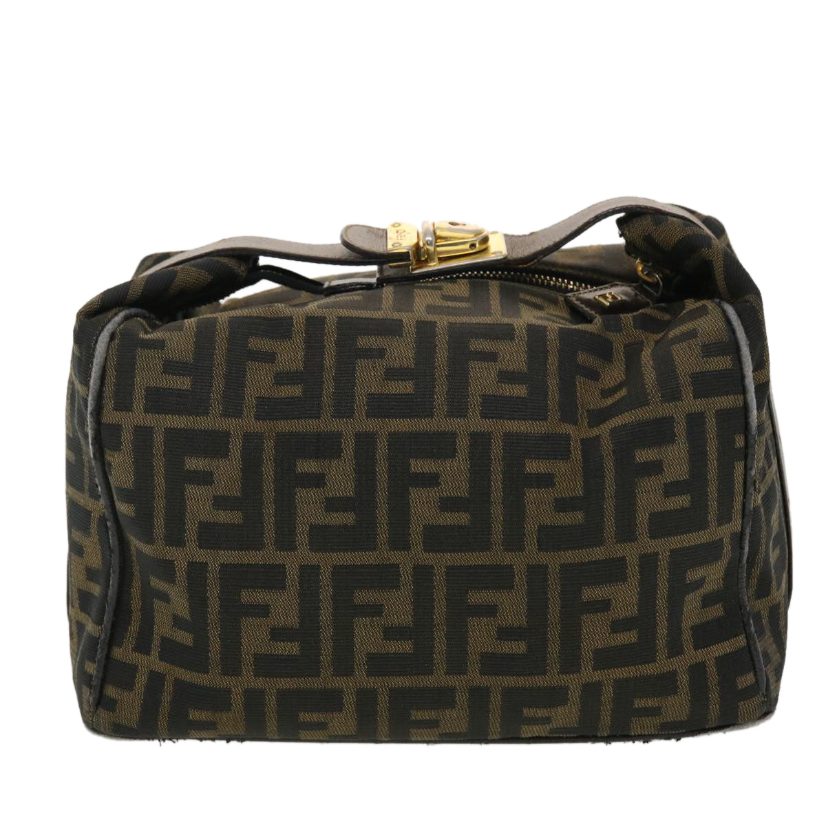 FENDI Vanity Zucca Canvas Cosmetic Pouch Black Brown 40323
