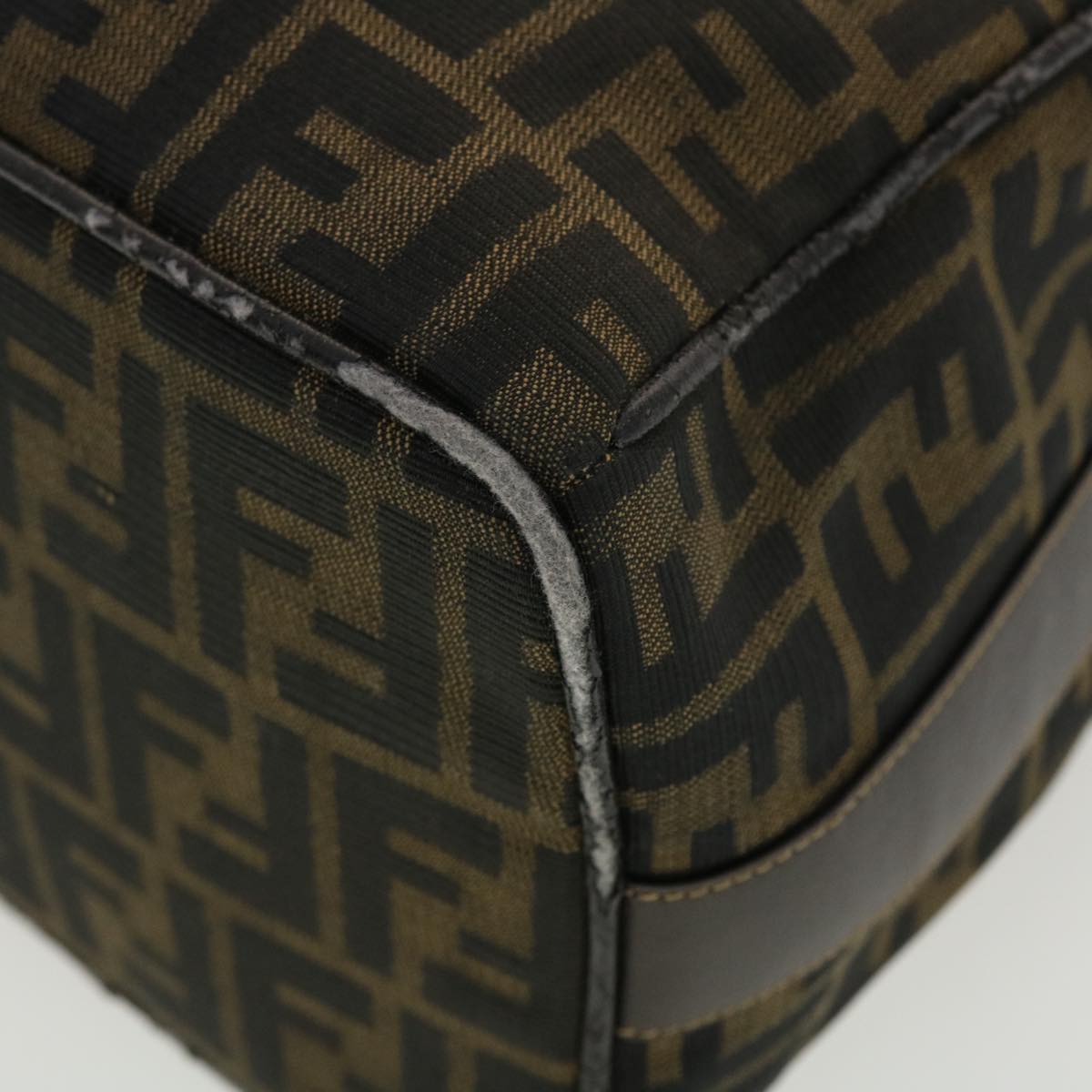 FENDI Vanity Zucca Canvas Cosmetic Pouch Black Brown 40323