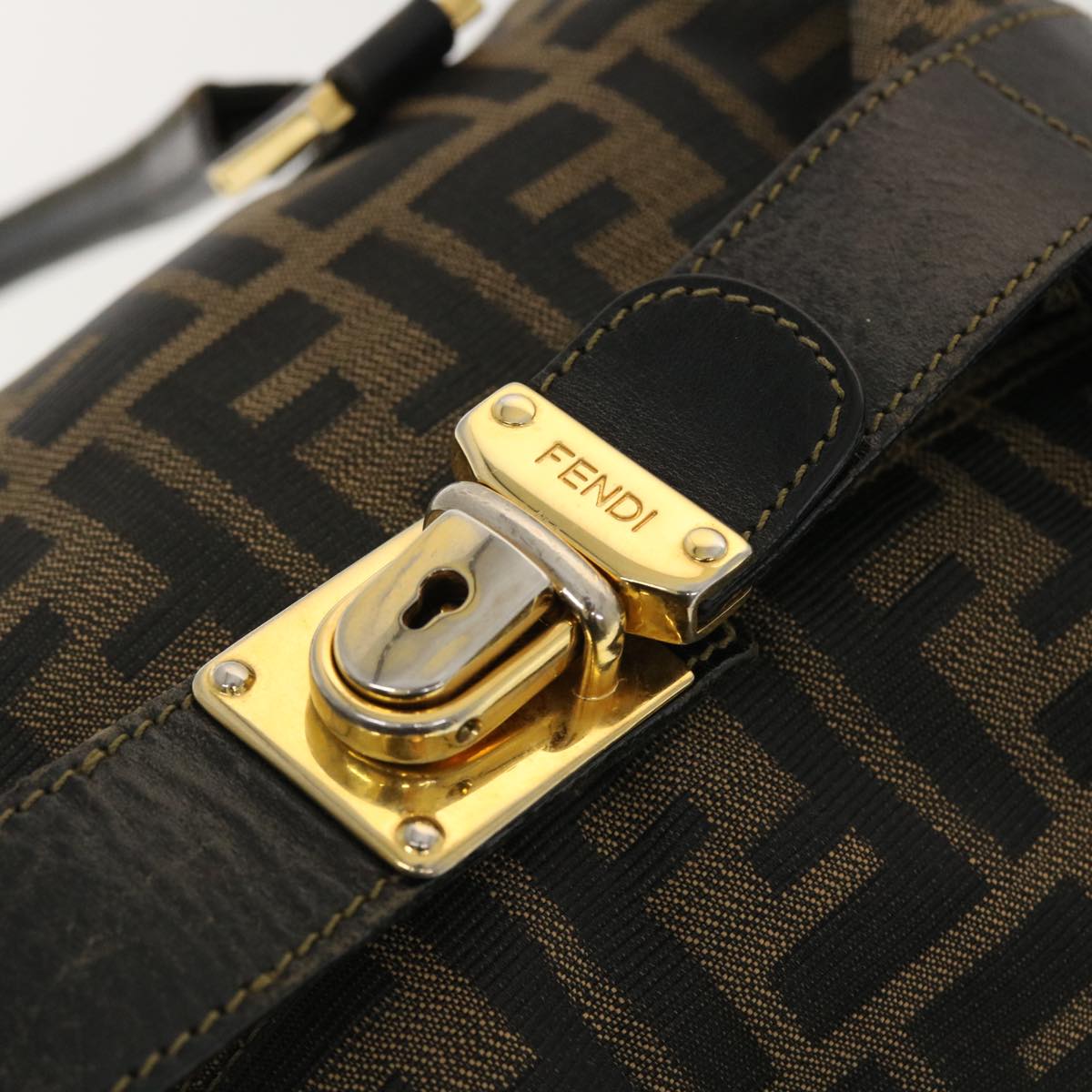 FENDI Zucca Canvas Hand Bag Black Brown 40339