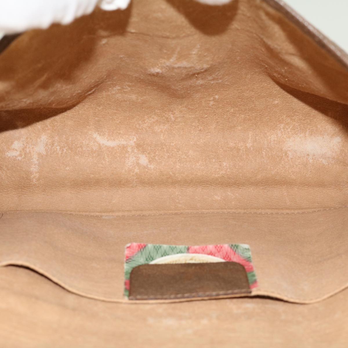 GUCCI GG Canvas Web Sherry Line Clutch Bag Beige Red Green 89.01.030 40342
