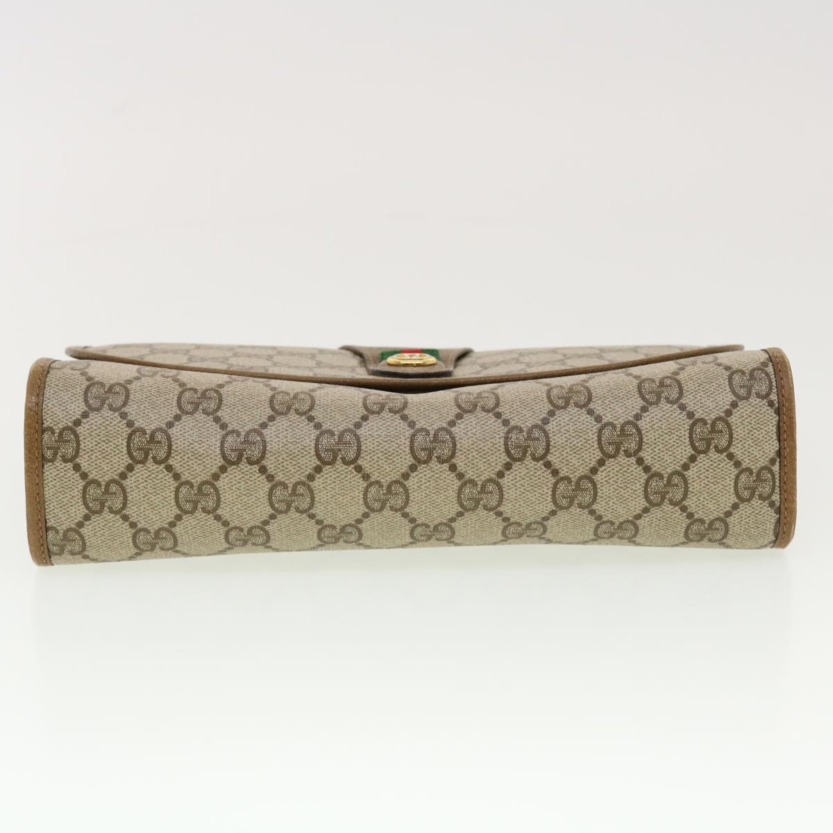 GUCCI GG Canvas Web Sherry Line Clutch Bag Beige Red Green 89.01.030 40342