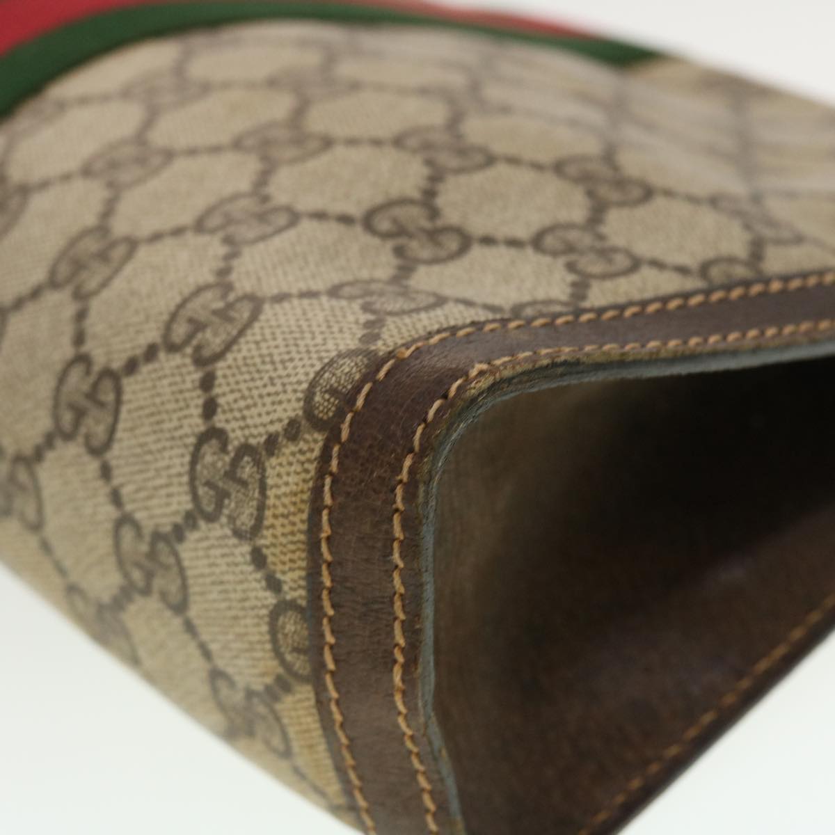 GUCCI GG Canvas Web Sherry Line Clutch Bag Beige Red 41.014.3087.30 40343