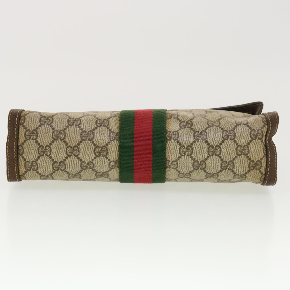 GUCCI GG Canvas Web Sherry Line Clutch Bag Beige Red 41.014.3087.30 40343