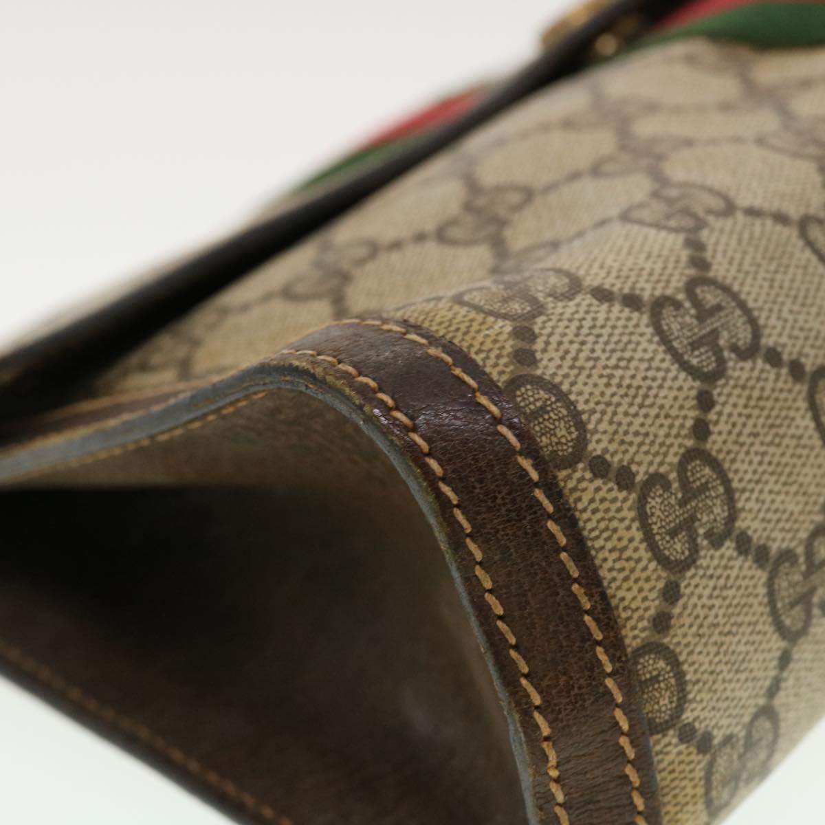 GUCCI GG Canvas Web Sherry Line Clutch Bag Beige Red 41.014.3087.30 40343