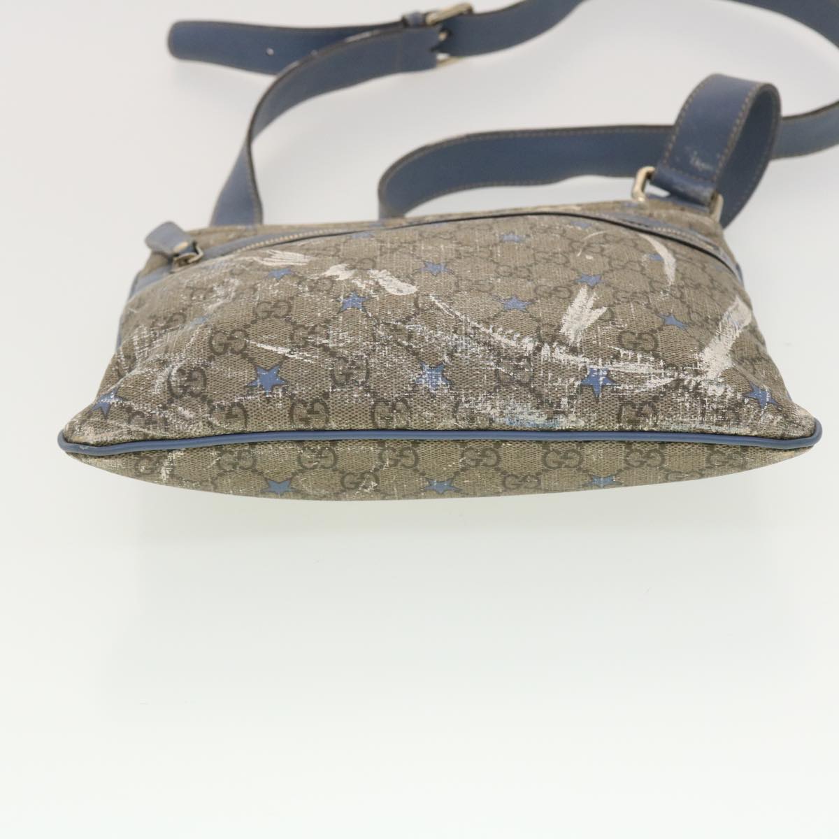 GUCCI GG Implementation Shoulder Bag PVC Leather Beige Blue 295257 40344