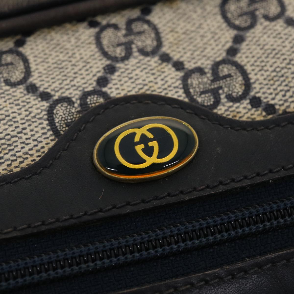 GUCCI GG Canvas Sherry Line Shoulder Bag PVC Leather Gray Red Navy 40345