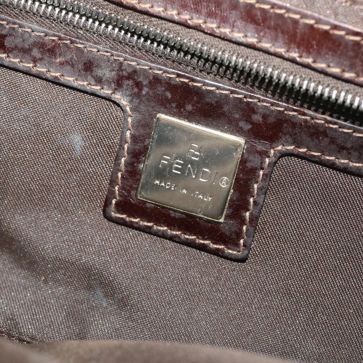 FENDI Zucca Canvas Shoulder Bag Beige 40376
