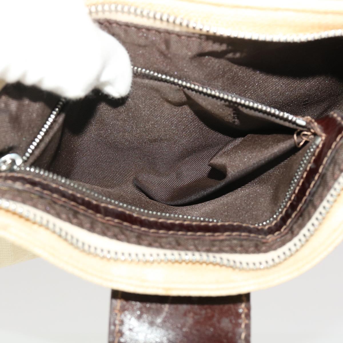 FENDI Zucca Canvas Shoulder Bag Beige 40376