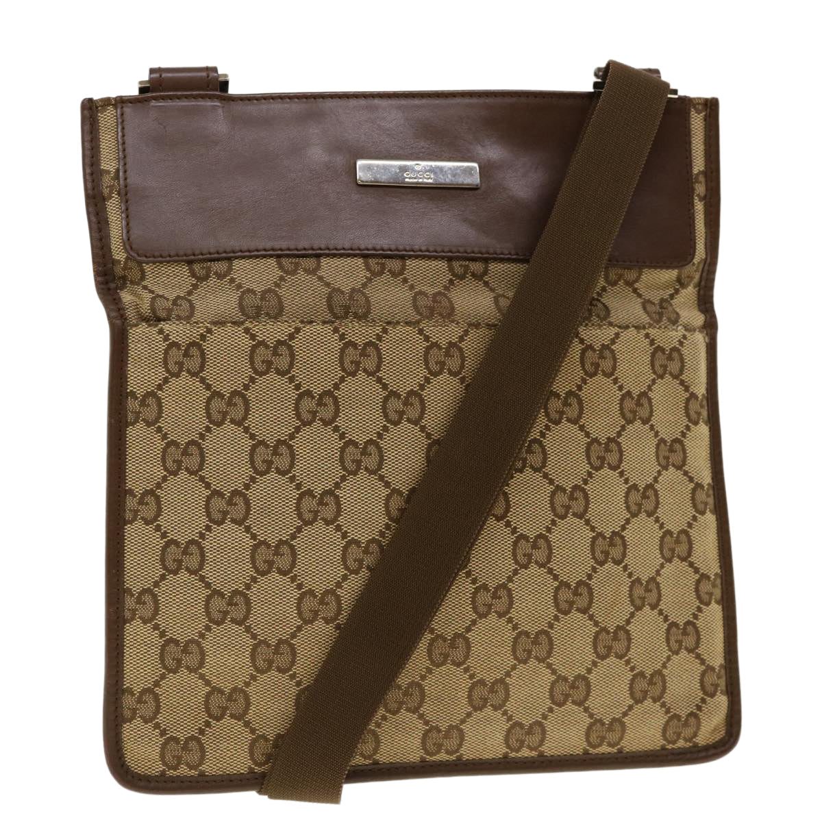 GUCCI GG Canvas Shoulder Bag Beige Brown 200047 40527
