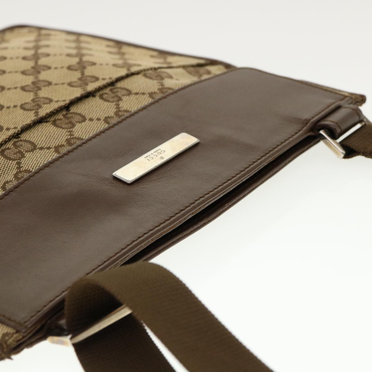 GUCCI GG Canvas Shoulder Bag Beige Brown 200047 40527