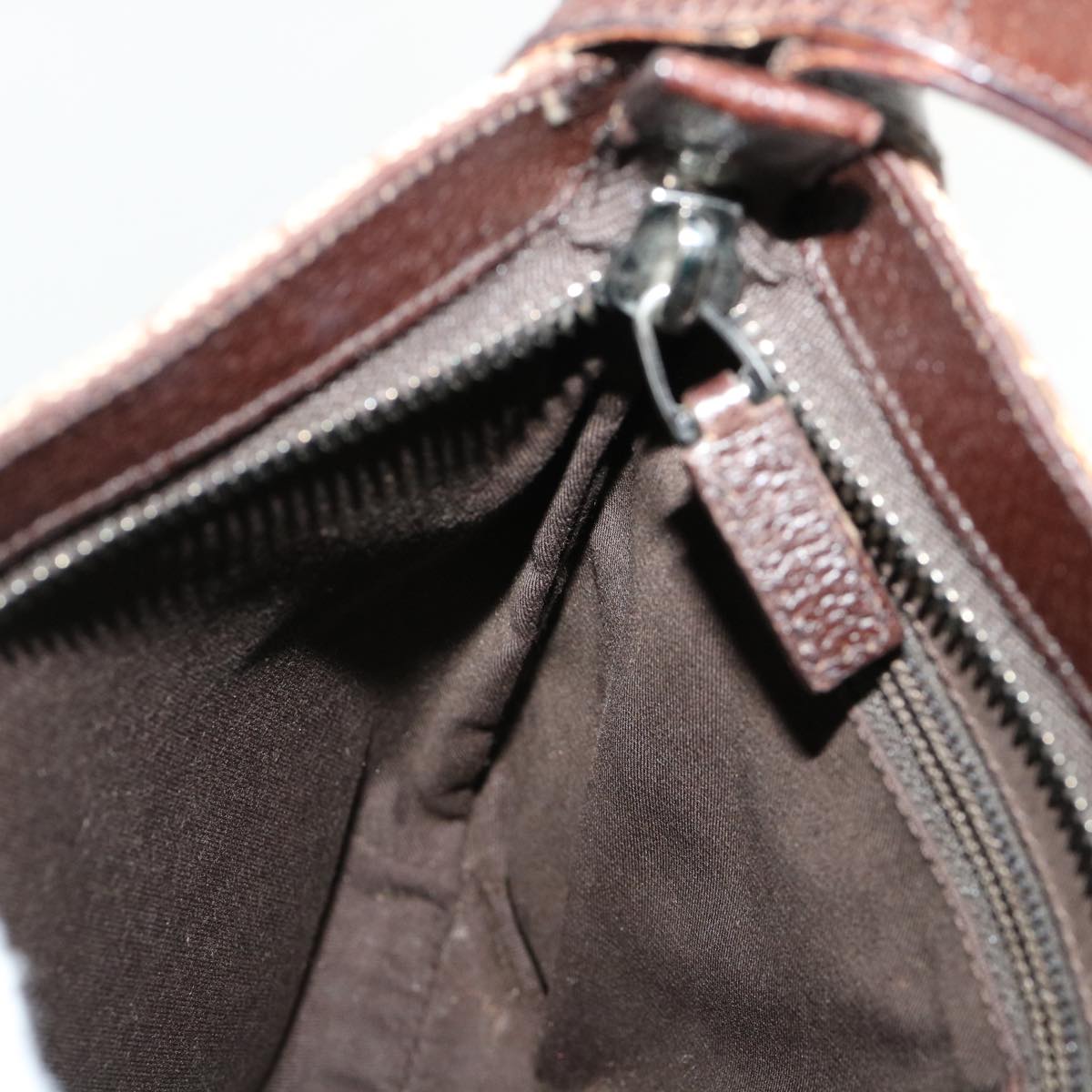 GUCCI GG Canvas Shoulder Bag Beige Dark Brown 122793 40529